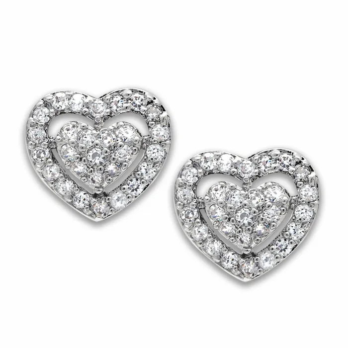 LO2042 Rhodium Brass Earrings with AAA Grade CZ in Clear Alamode Earrings