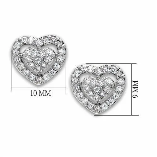 LO2042 Rhodium Brass Earrings with AAA Grade CZ in Clear Alamode Earrings