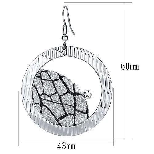 LO2725 Rhodium Iron Earrings with Top Grade Crystal in Clear Alamode Earrings