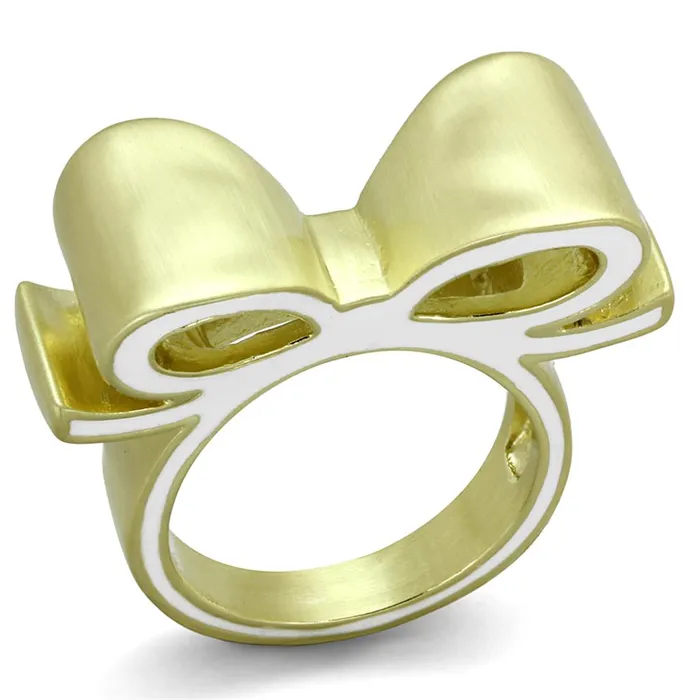 LO3600 Gold Brush Brass Ring with Epoxy in White Alamode Rings