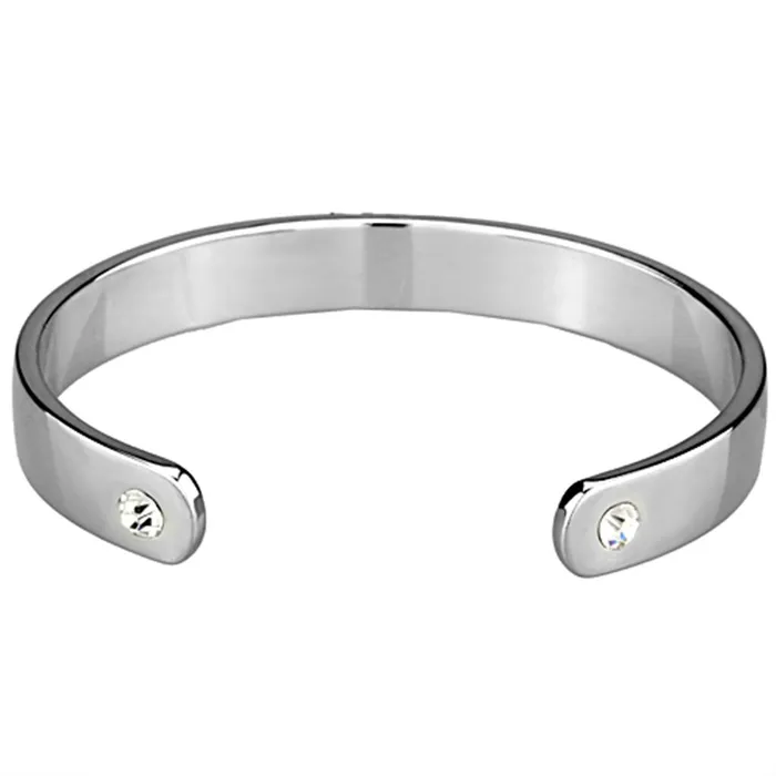 LO3630 Reverse TwoTone White Metal Bangle with Top Grade Crystal in Clear Alamode Rings