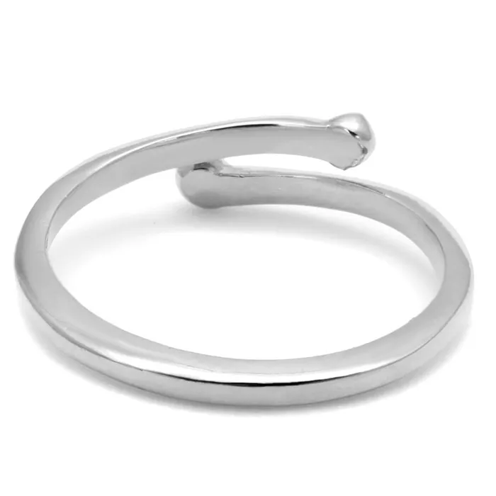 LO4039 Rhodium Brass Ring with No Stone Alamode Rings
