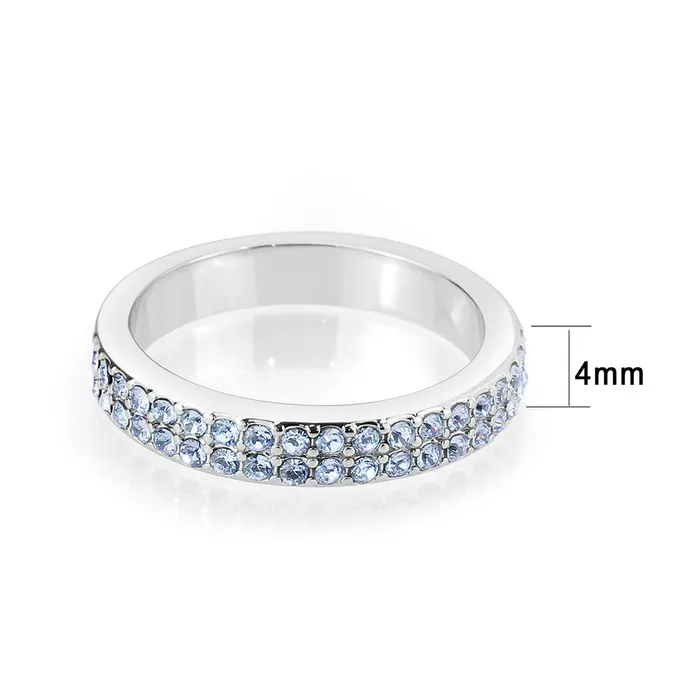 LO4760 Rhodium Brass Ring with Top Grade Crystal in Aquamarine Alamode Rings