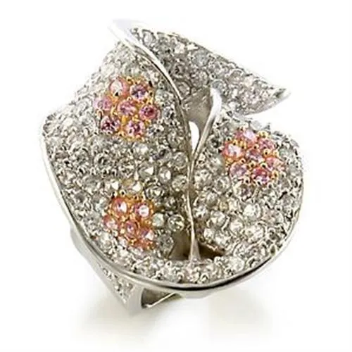 LOA583 GoldRhodium Brass Ring with AAA Grade CZ in Rose Alamode Rings