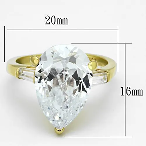 LOAS867 Gold 925 Sterling Silver Ring with AAA Grade CZ in Clear Alamode Rings