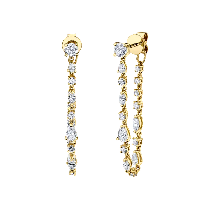 LONG MULTI SHAPED DIAMOND LOOP EARRINGS anitako Earrings