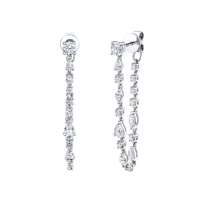 LONG MULTI SHAPED DIAMOND LOOP EARRINGS anitako Earrings