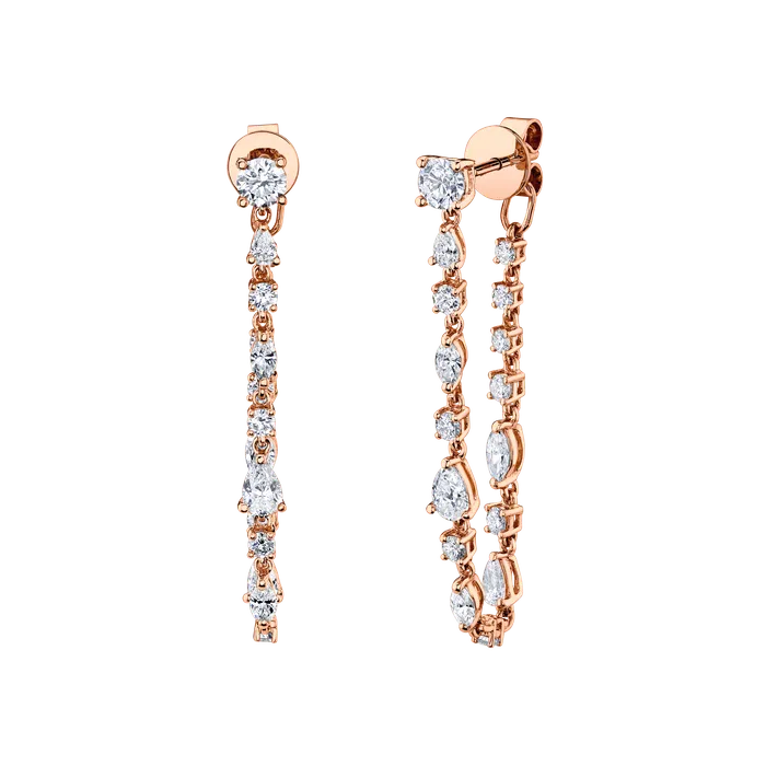 LONG MULTI SHAPED DIAMOND LOOP EARRINGS anitako Earrings
