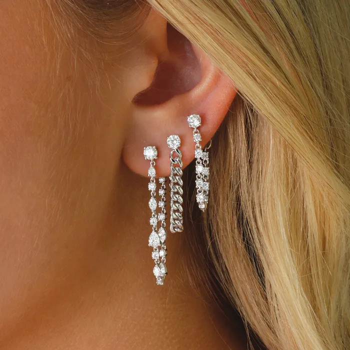 LONG MULTI SHAPED DIAMOND LOOP EARRINGS anitako Earrings
