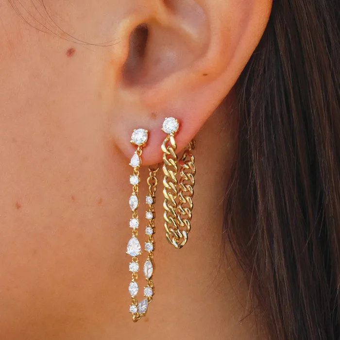 LONG MULTI SHAPED DIAMOND LOOP EARRINGS anitako Earrings