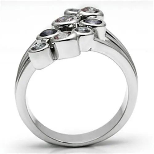 Lorna Cocktail Ring Rhodium Brass AAA CZ Multi Color 3W290 Alamode Rings