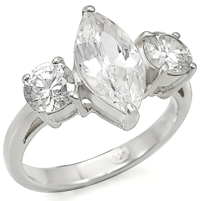 LOS474 Silver 925 Sterling Silver Ring with AAA Grade CZ in Clear Alamode Rings
