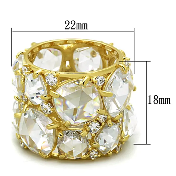 LOS765 Gold 925 Sterling Silver Ring with AAA Grade CZ in Clear Alamode Rings