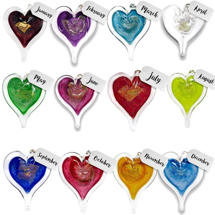 Luke Adams Glass Blowing Studio Necklaces Birthstone Hearts