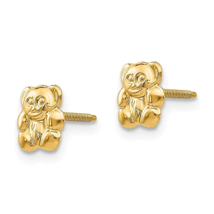 Madi K Kids 14k Polished Teddy Bear Screwback Earrings Jewelry Earrings