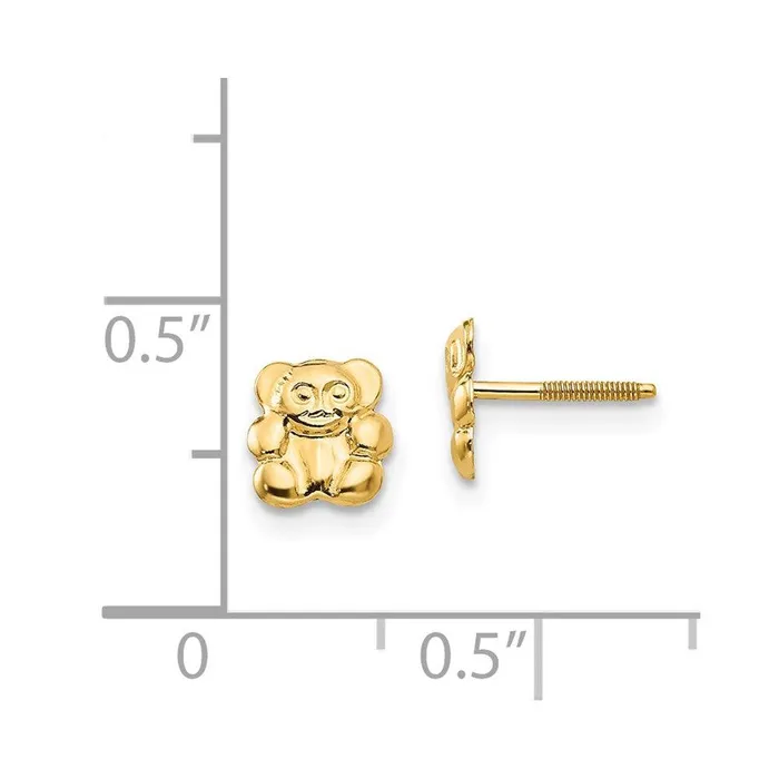 Madi K Kids 14k Polished Teddy Bear Screwback Earrings Jewelry Earrings