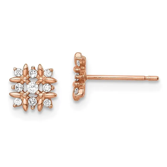 Madi K Kids 14k Rose Gold Fancy CZ Earrings Jewelry Earrings