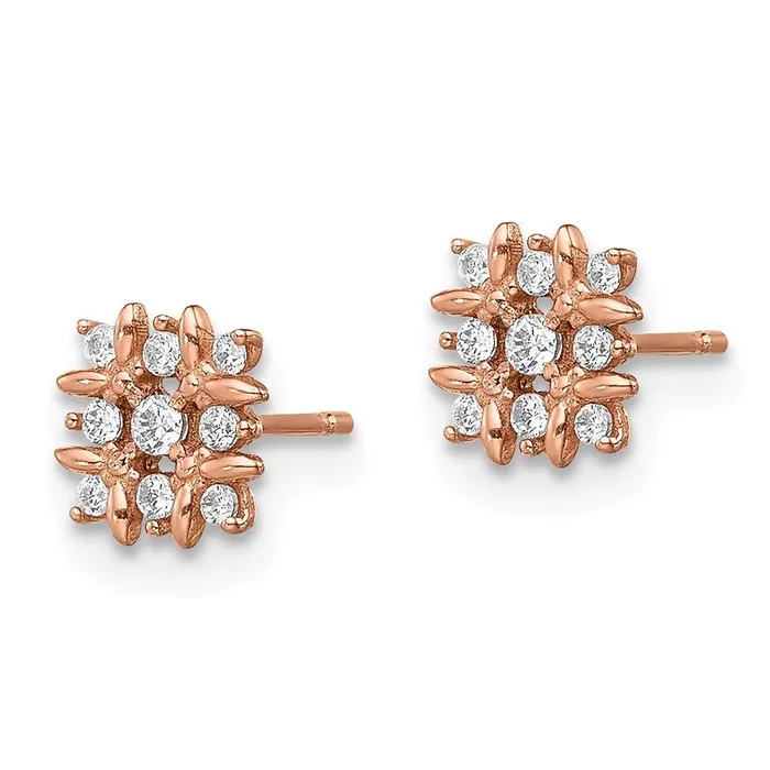 Madi K Kids 14k Rose Gold Fancy CZ Earrings Jewelry Earrings