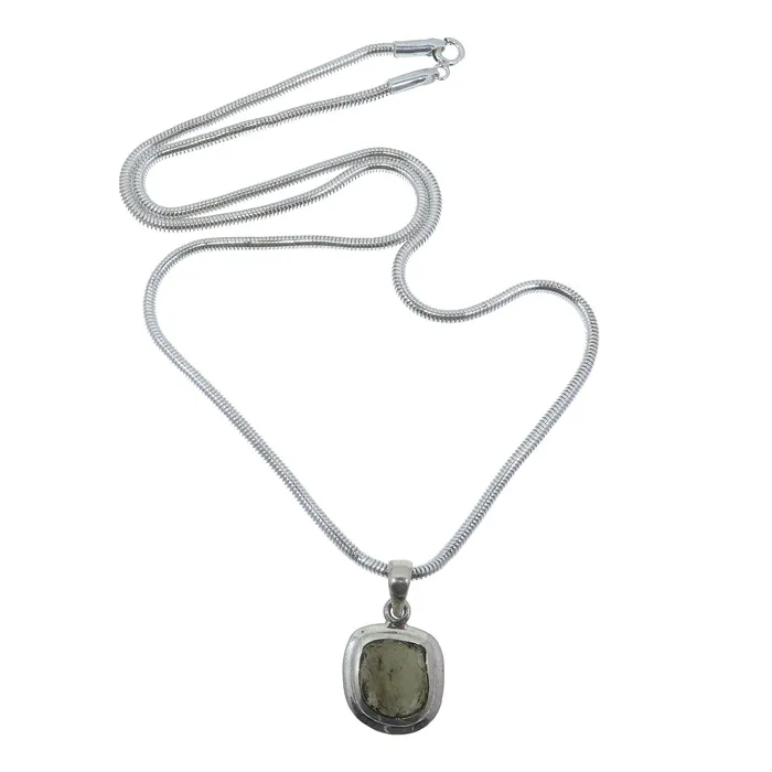 Moldavite Necklace Brilliant Shooting Star Sterling Silver Satin Crystals Necklaces
