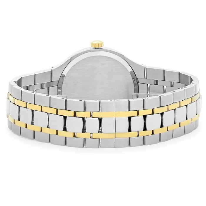 Movado Mens Quartz Watch Black Dial Silver Tone Case Two Tone Bracelet 0606958 Movado Bracelets