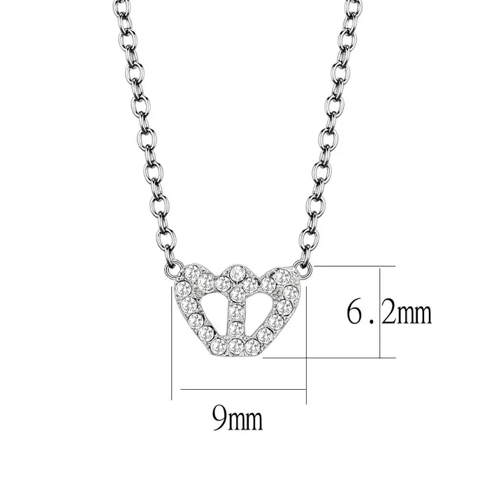 Necklaces Alamode LO4694 Rhodium Brass Necklace with Top Grade Crystal in Clear