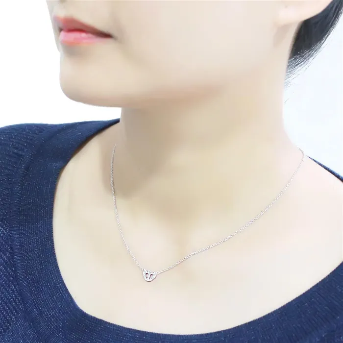 Necklaces Alamode LO4694 Rhodium Brass Necklace with Top Grade Crystal in Clear