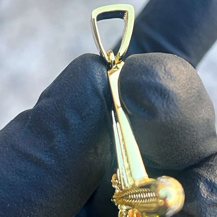 Necklaces Bling Cartel 14k Gold Plated 925 Sterling Silver Jet Airplane Pendant CZ Iced Plane