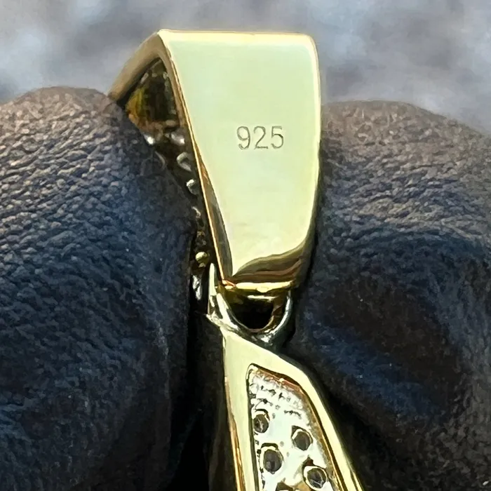 Necklaces Bling Cartel 14k Gold Plated 925 Sterling Silver Jet Airplane Pendant CZ Iced Plane