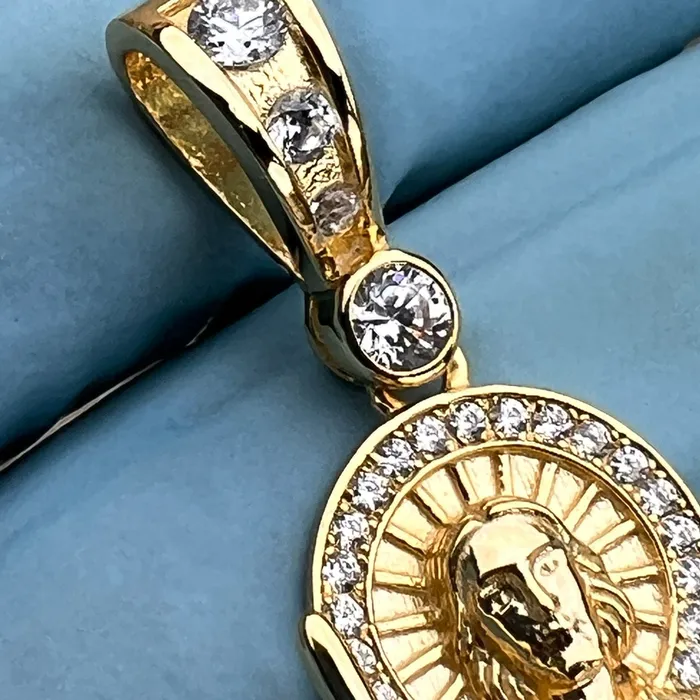 Necklaces Bling Cartel 14K Gold Plated over 925 Sterling Silver San Judas St Saint Jude Iced CZ Pendant