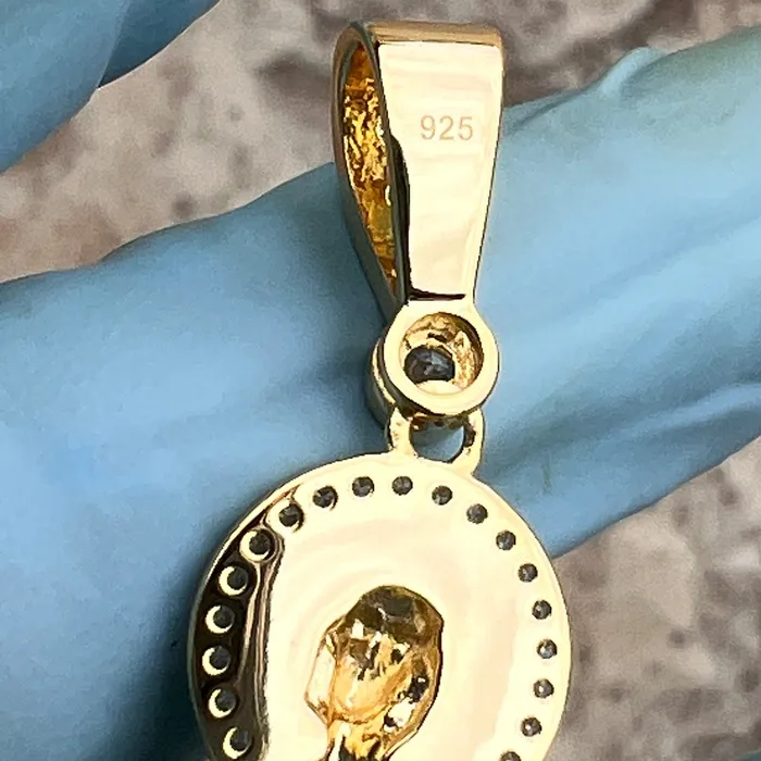 Necklaces Bling Cartel 14K Gold Plated over 925 Sterling Silver San Judas St Saint Jude Iced CZ Pendant