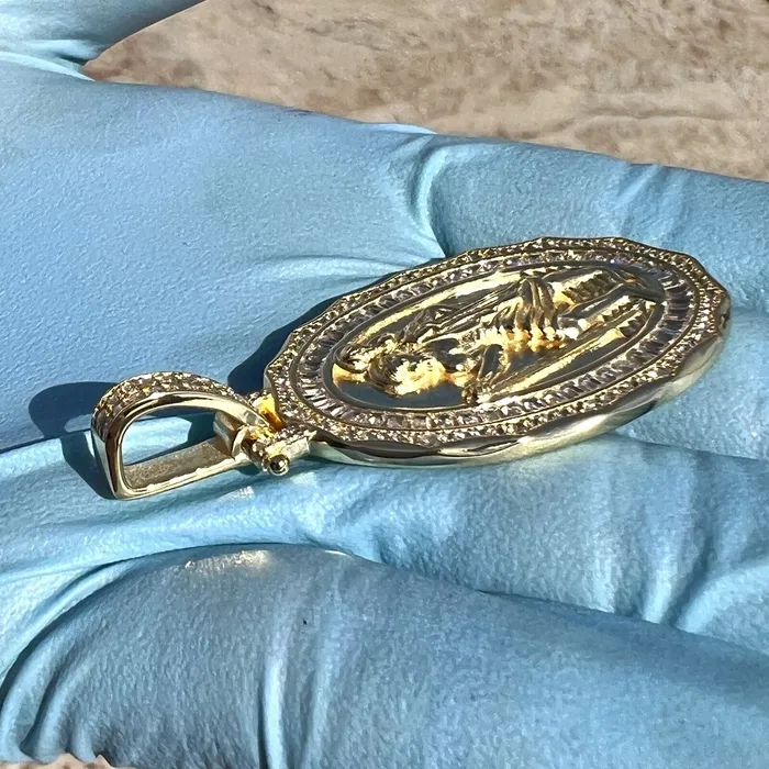 Necklaces Bling Cartel 14k Gold Plated over 925 Sterling Silver St Saint Christopher San Cristobal Medal CZ Medallion Pendant Necklaces Bling Cartel 14k Gold Plated over 925 Sterling Silver St Saint Christopher San Cristobal Medal CZ Medallion Pendant