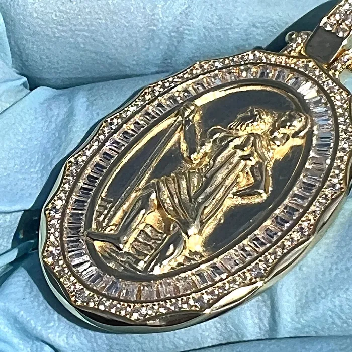 Necklaces Bling Cartel 14k Gold Plated over 925 Sterling Silver St Saint Christopher San Cristobal Medal CZ Medallion Pendant Necklaces Bling Cartel 14k Gold Plated over 925 Sterling Silver St Saint Christopher San Cristobal Medal CZ Medallion Pendant