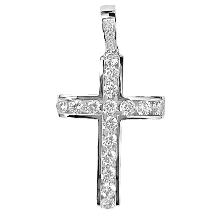 Necklaces Bling Cartel 925 Sterling Silver Iced Channel Set Flooded Out CZ Tennis Cross Pendant