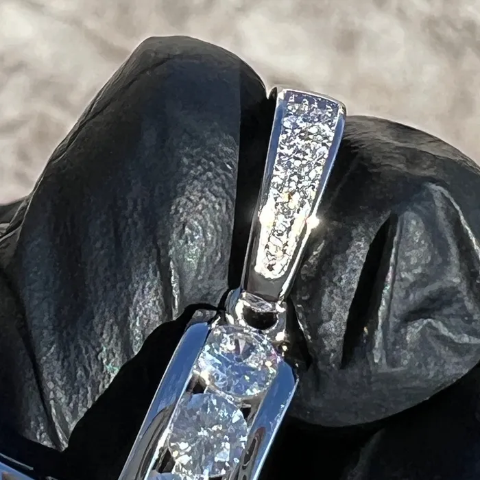 Necklaces Bling Cartel 925 Sterling Silver Iced Channel Set Flooded Out CZ Tennis Cross Pendant