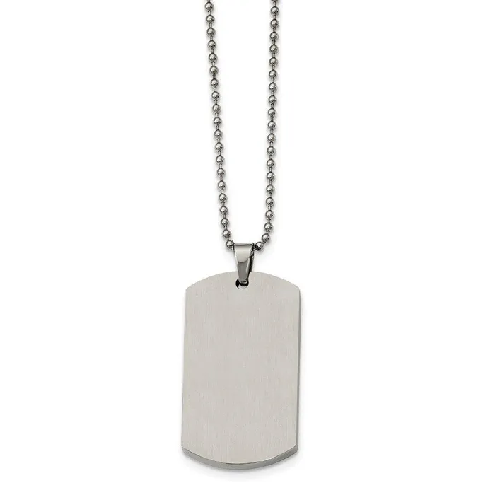 Necklaces Chisel Stainless Steel Brushed Polished Rounded Edge 4mm Thick Dog Tag Necklace