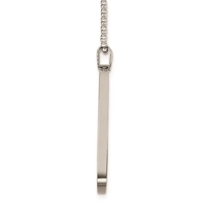 Necklaces Chisel Stainless Steel Brushed Polished Rounded Edge 4mm Thick Dog Tag Necklace