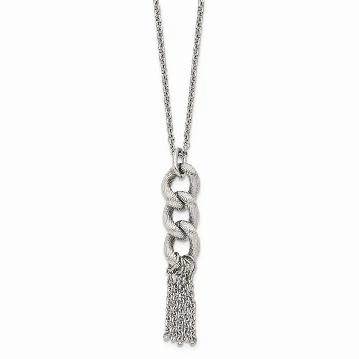 Necklaces Chisel Stainless Steel Oval Chain with 2in ext Necklace