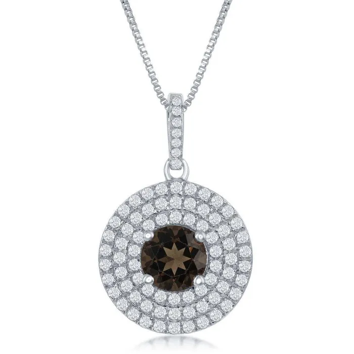 Necklaces Classic Sterling Silver Brown Smokey Quartz Necklace