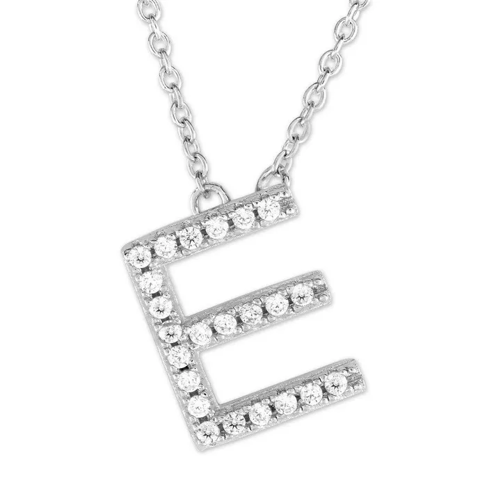 Necklaces Classic Sterling Silver Micro Pave E Pendant Necklace