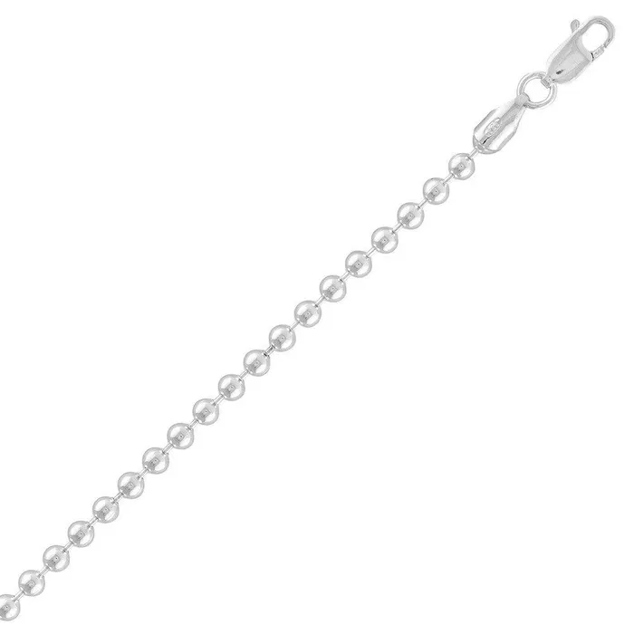 Necklaces Classic Sterling Silver Solid 3mm Bead Chain 10
