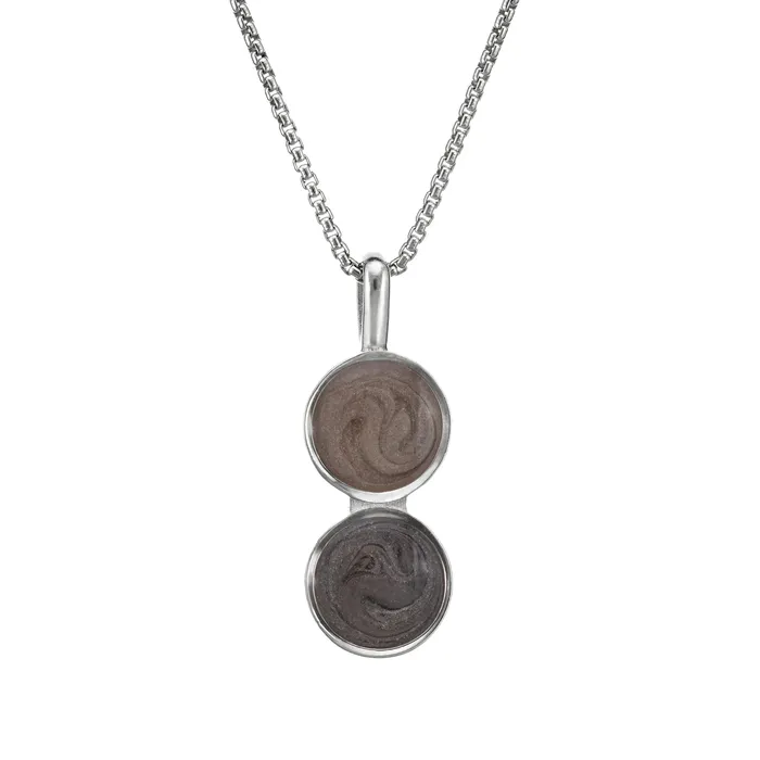 Necklaces closebymejewelry Double Circle Setting Cremation Necklace in Sterling Silver