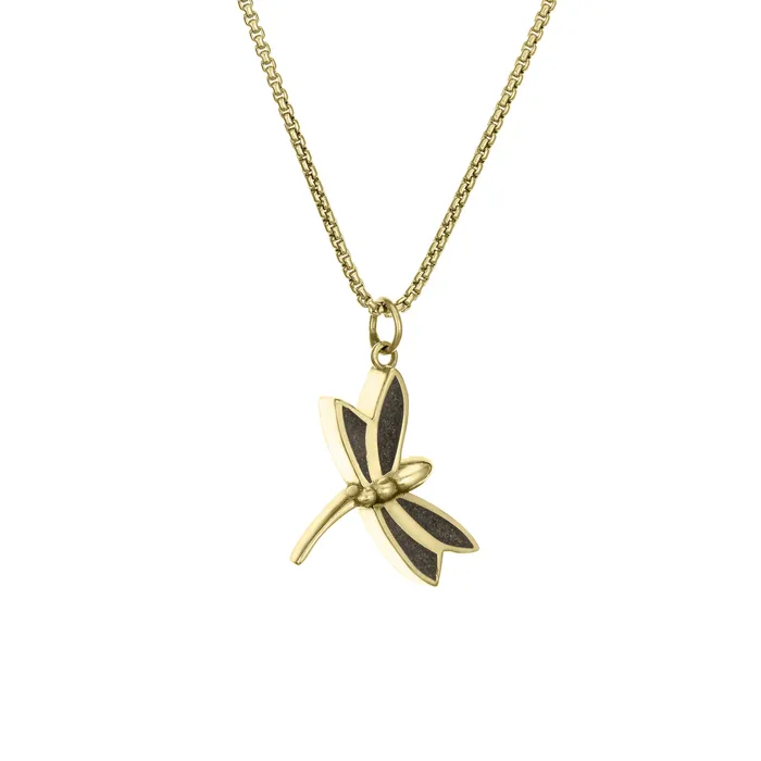 Necklaces closebymejewelry Dragonfly Cremation Necklace in 14K Yellow Gold