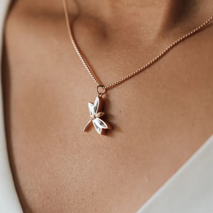 Necklaces closebymejewelry Dragonfly Cremation Necklace in 14K Yellow Gold