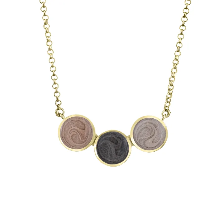 Necklaces closebymejewelry Three Setting Chevron Cremation Necklace in 14K Yellow Gold