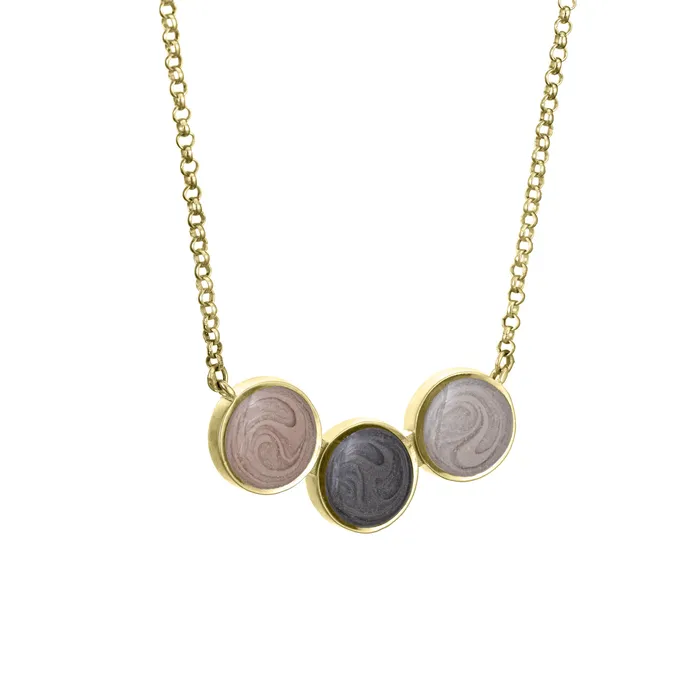 Necklaces closebymejewelry Three Setting Chevron Cremation Necklace in 14K Yellow Gold