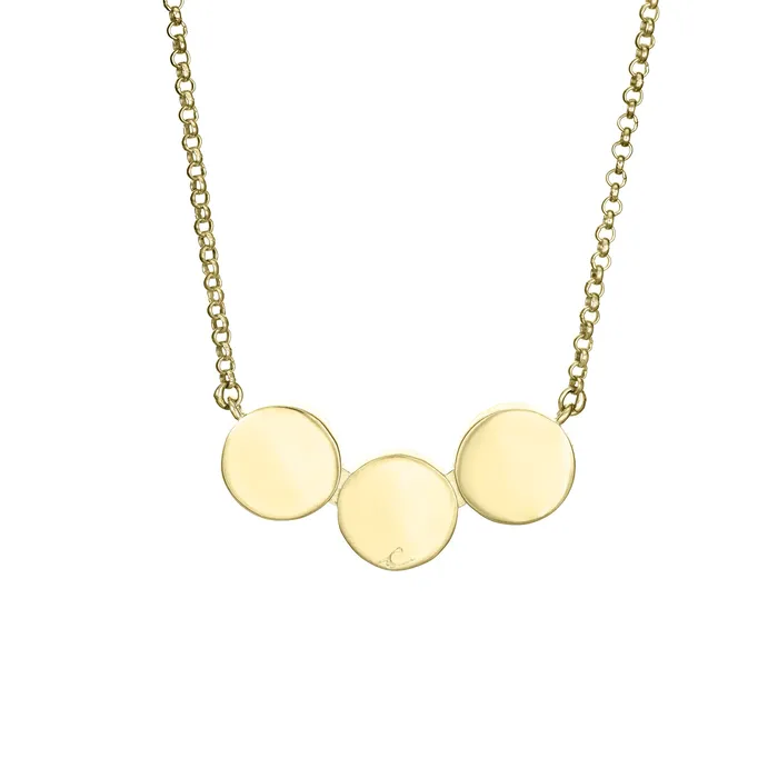 Necklaces closebymejewelry Three Setting Chevron Cremation Necklace in 14K Yellow Gold