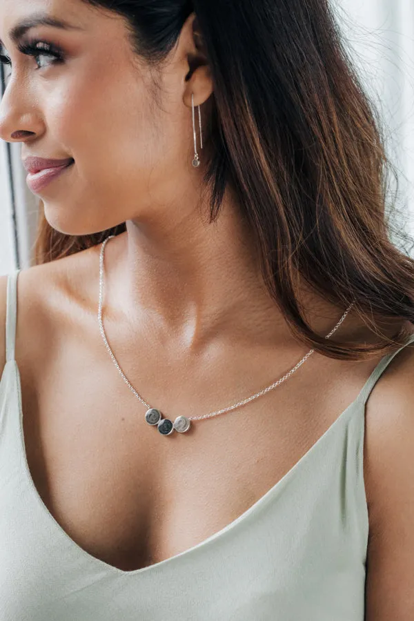 Necklaces closebymejewelry Three Setting Chevron Cremation Necklace in 14K Yellow Gold