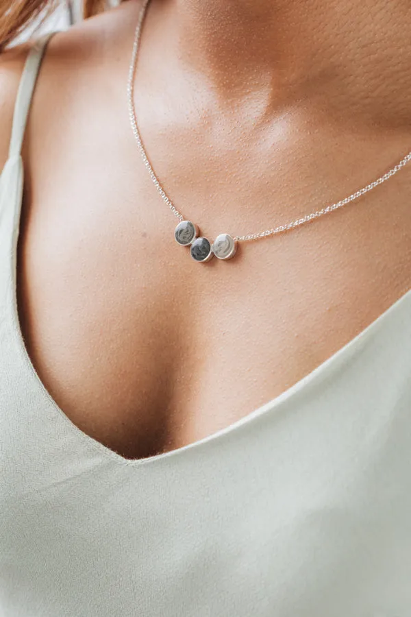 Necklaces closebymejewelry Three Setting Chevron Cremation Necklace in 14K Yellow Gold