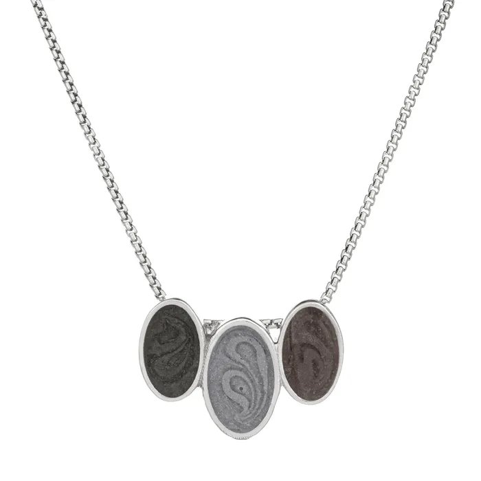 Necklaces closebymejewelry Triple Oval Cremation Necklace in Sterling Silver