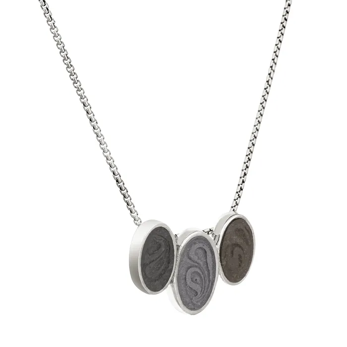 Necklaces closebymejewelry Triple Oval Cremation Necklace in Sterling Silver